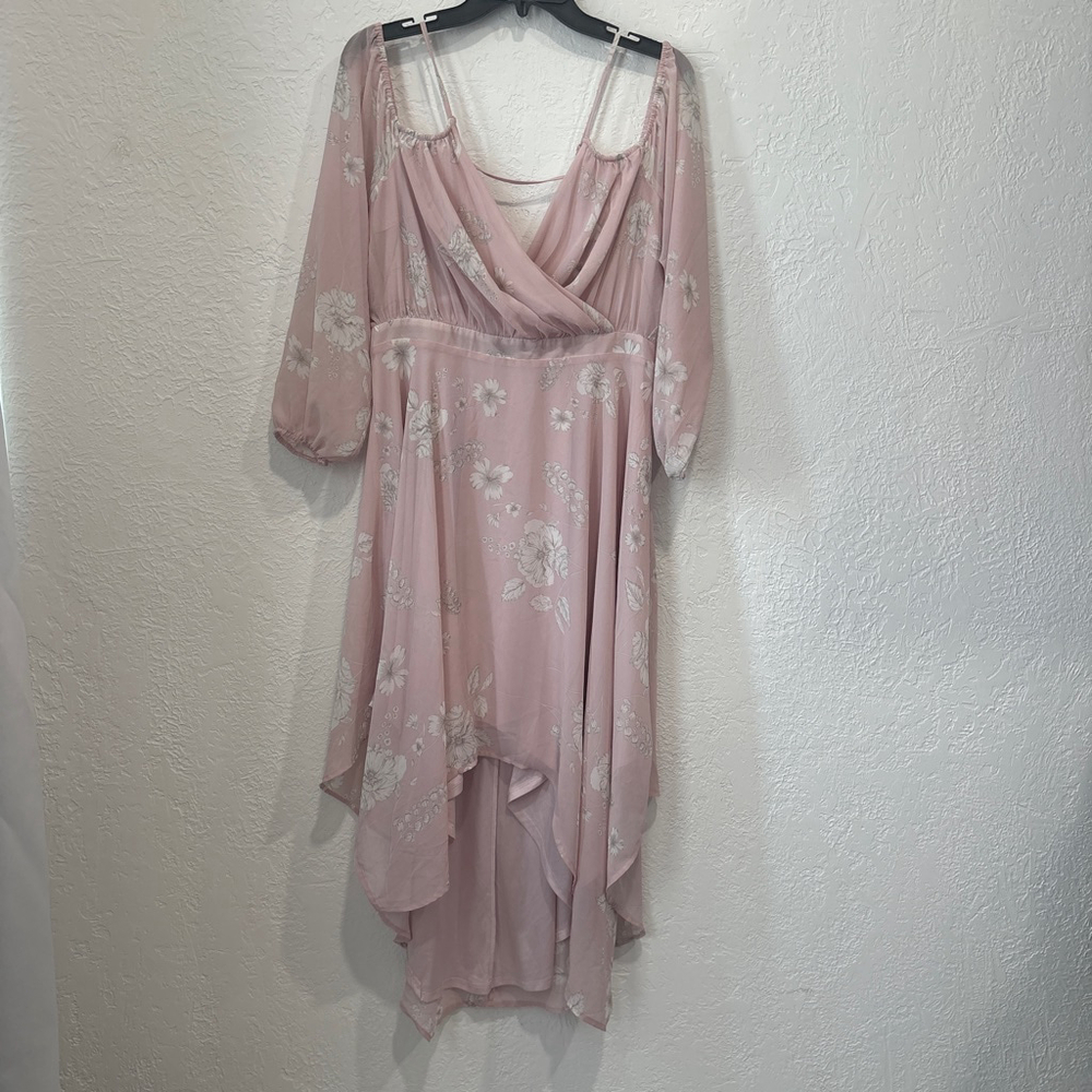 Women's EXPRESS Pink & White Floral High Low Dress, Size 10(293)